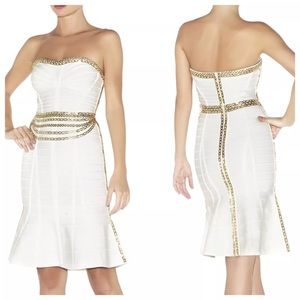 HL Alabaster Lisett Metal Hardware Fluted Dress XS